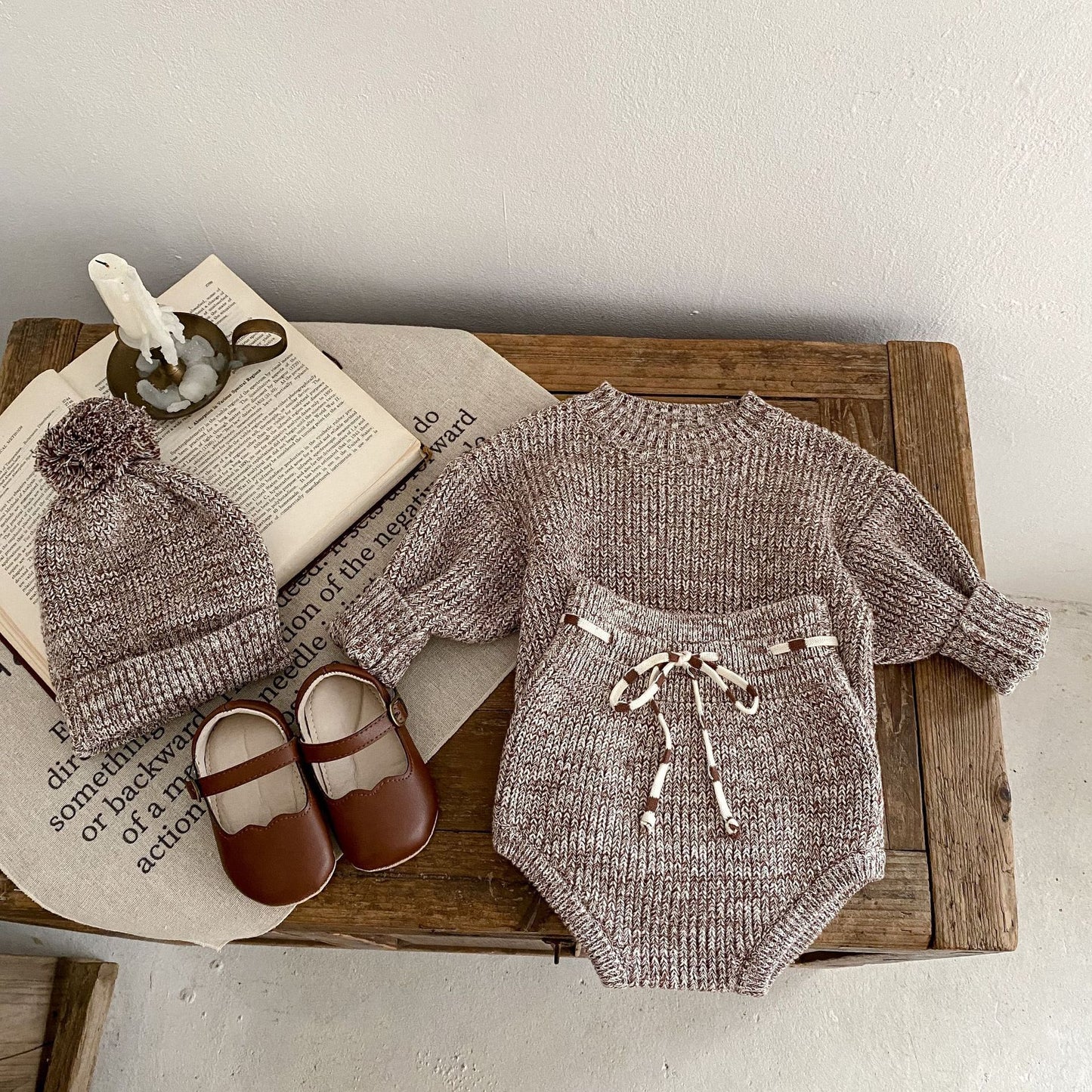 Baby Girl 3-Piece Knit Set with Hat