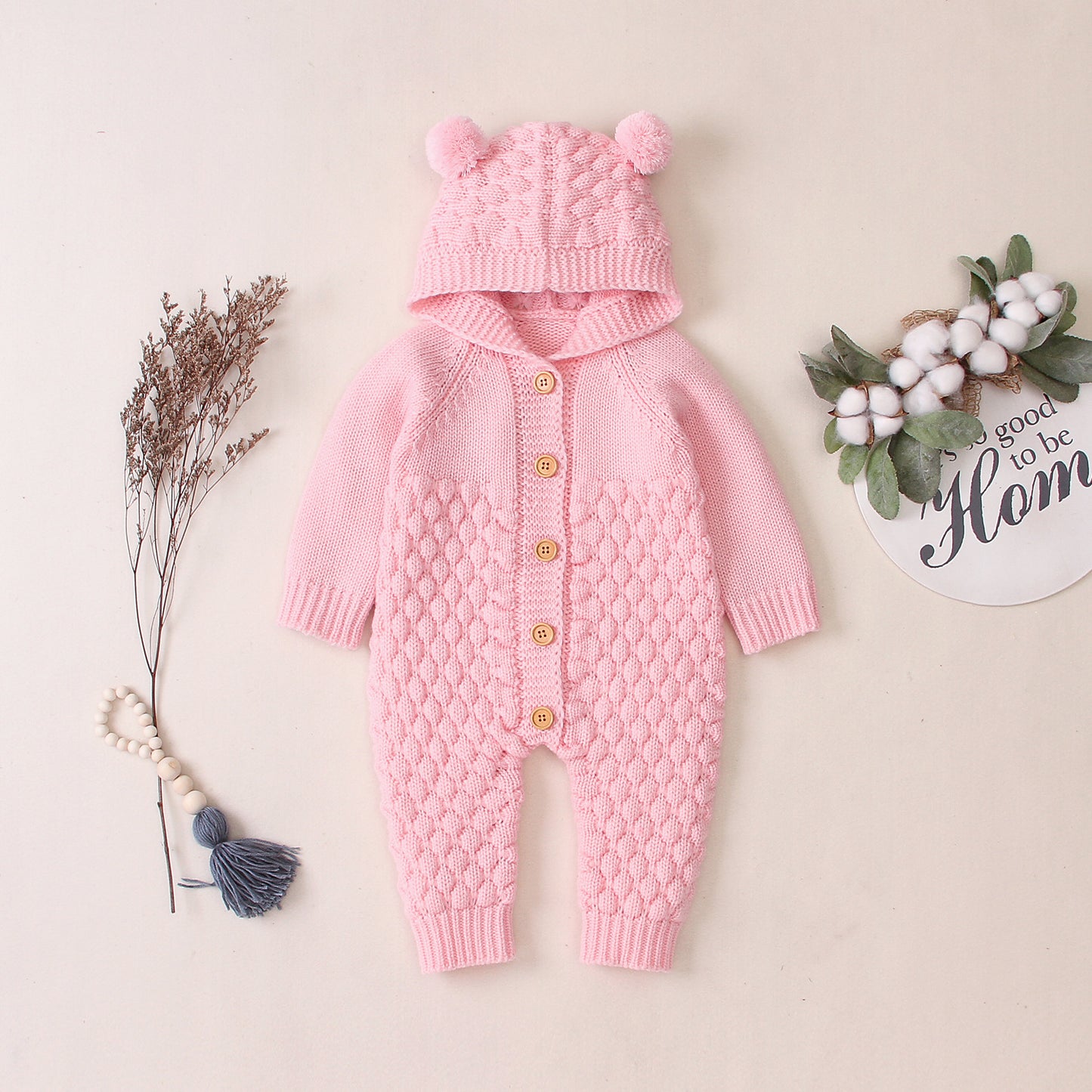 Hooded Knit Baby Jumpsuit