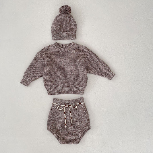 Baby Girl 3-Piece Knit Set with Hat